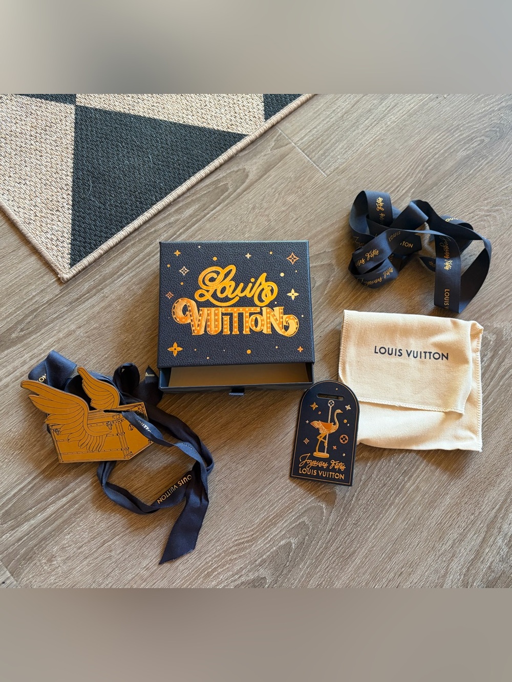Louis Vuitton Navy and Gold Branded Gift Box with Tags